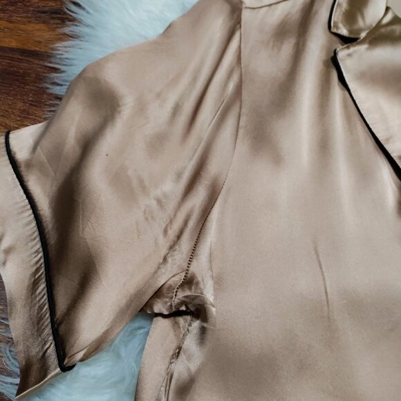 Intimissimi Soft Satin Piping Trim Short Sleeve Shirt & Shorts Pajama Set Size L - Picture 5 of 16